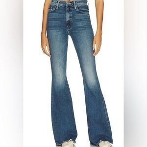 Mother The Super Cruiser Jeans In Going Full Circles Blue High Waisted Flare